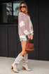 Colorblock Striped Patchwork Henley Pullover Top Exposed-Seam Drop-Shoulder